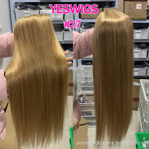 Good Quality Color 27# hair wig, wholesale Long Lace Front Human Hair Wig,Virgin Cuticle Aligned Full Lace Frontal Hair Wigs